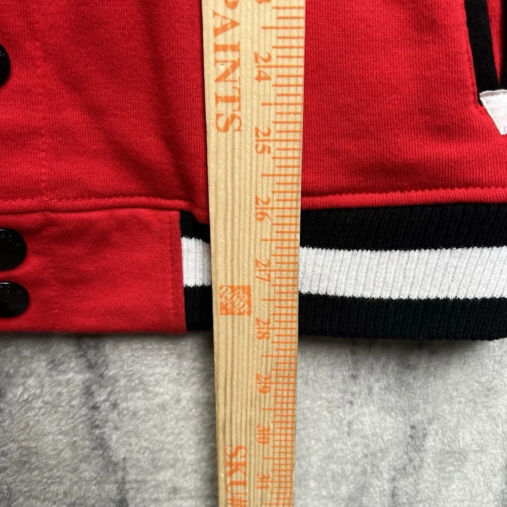 Y2K SouthPole Men's L Red Black Varsity Jacket Snap Button Bomber Letterman